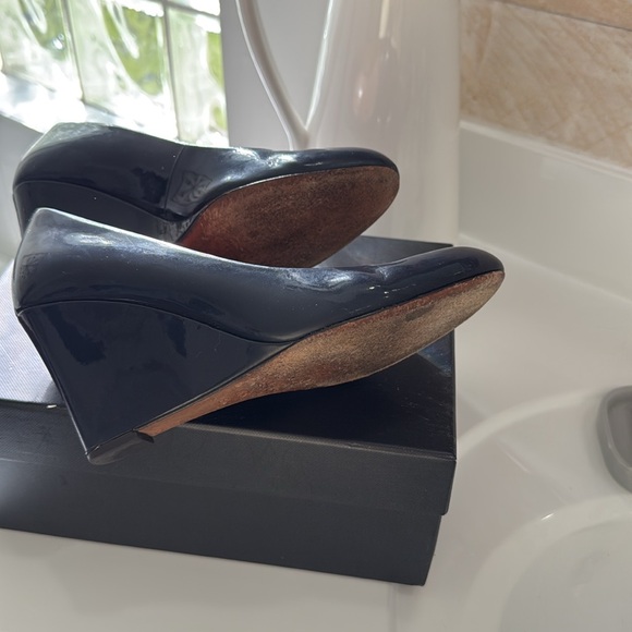 Coach Patent Leather Wedges (Navy) - Picture 3 of 3